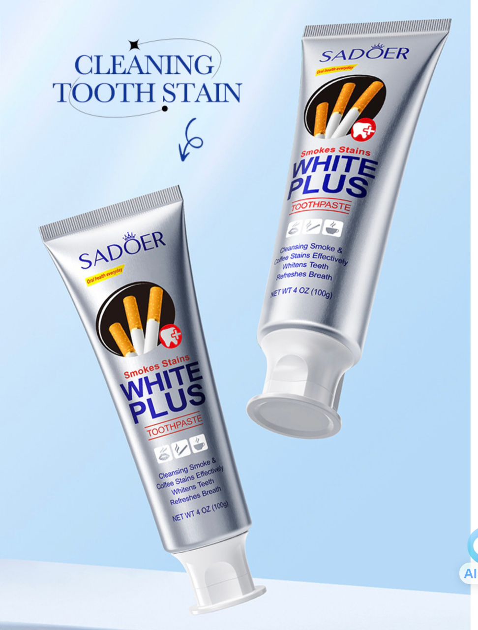 White plus toothpaste - smoke stain, coffee stain, tooth decay and bad breath remover